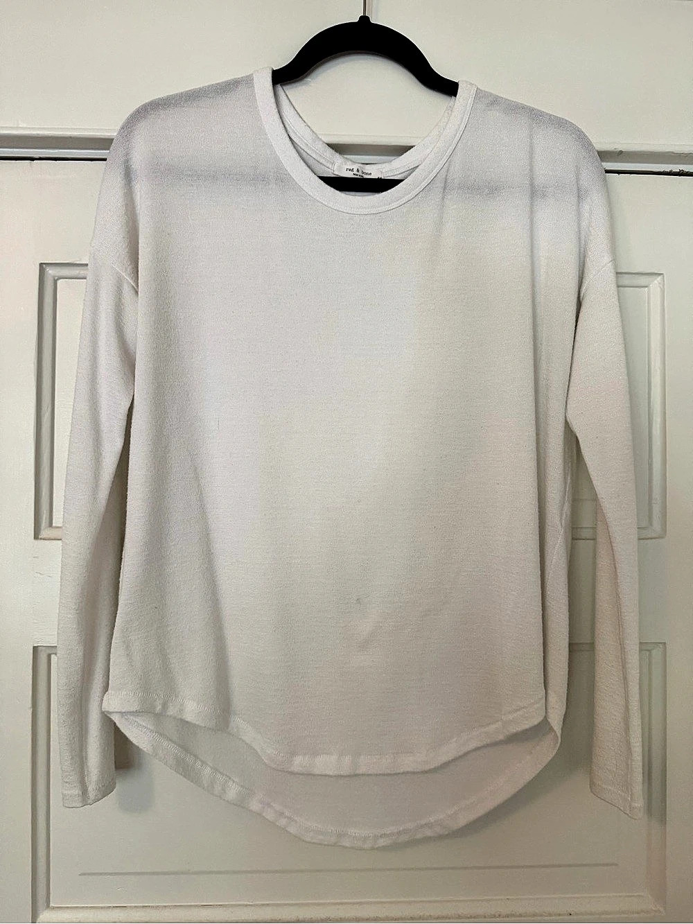 rag & bone The Knit Long Sleeve Tee White Small
